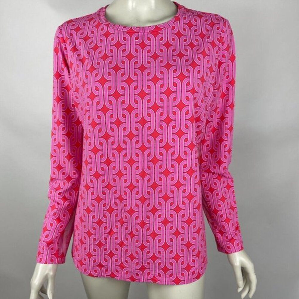 IBKUL Crew Neck Long Sleeve UPF 50 Top‎ Women XL Stretch Nylon Mesh Golf Shirt